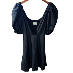 Capulet Revolve Black Bernie Dress Sz S Small No Tie Puff sleeve